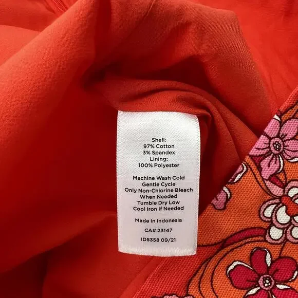 Talbots - Bright orange pink mod floral canvas skirt, sz 14 - Picture 6 of 6